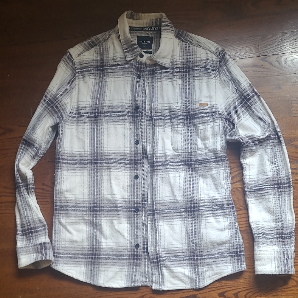Grey and White Plaid Men's Shirt